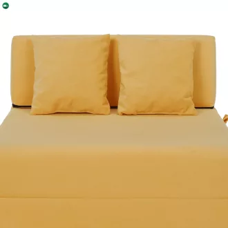 Összecsukható matrac/fotel, 2v1, sárga, PELOS