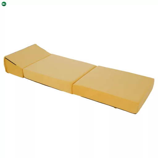 Összecsukható matrac/fotel, 2v1, sárga, PELOS