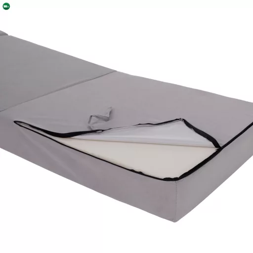 Összecsukható matrac/fotel, 2v1, világosszürke, PELOS