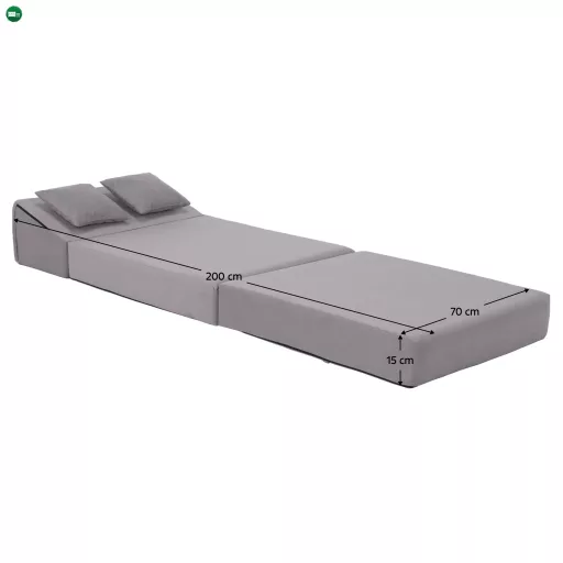 Összecsukható matrac/fotel, 2v1, világosszürke, PELOS