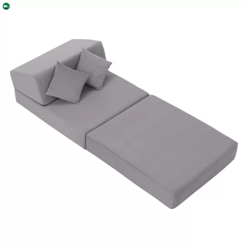 Összecsukható matrac/fotel, 2v1, világosszürke, PELOS