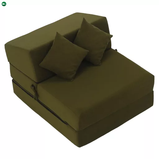 Összecsukható matrac/fotel, 2v1, olivazöld, PELOS