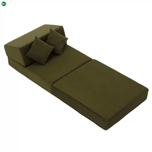 Összecsukható matrac/fotel, 2v1, olivazöld, PELOS