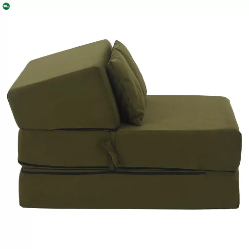 Összecsukható matrac/fotel, 2v1, olivazöld, PELOS