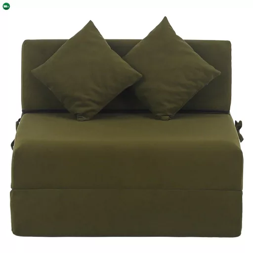 Összecsukható matrac/fotel, 2v1, olivazöld, PELOS