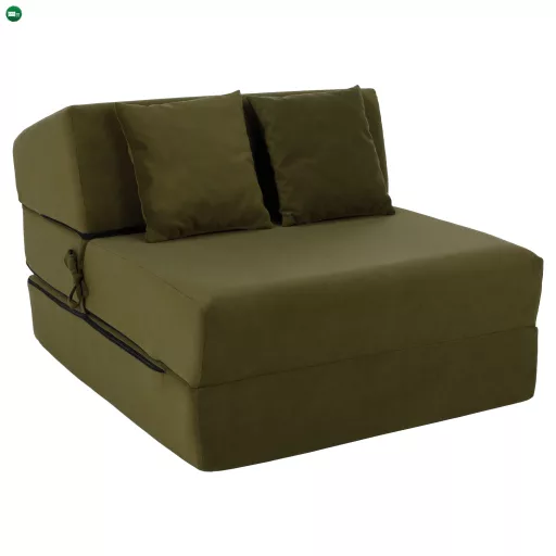 Összecsukható matrac/fotel, 2v1, olivazöld, PELOS