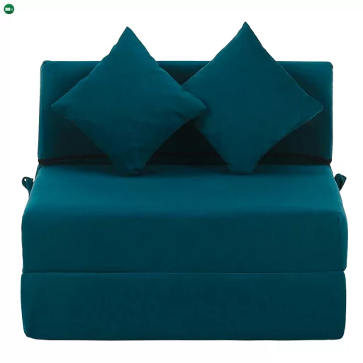 Összecsukható matrac/fotel, 2v1, petróleumzöld, PELOS