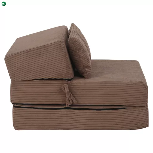 Összecsukható matrac/fotel, 2v1, világosbarna, PELOS