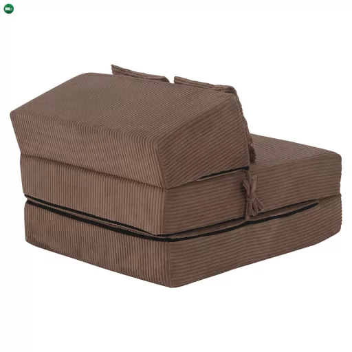 Összecsukható matrac/fotel, 2v1, világosbarna, PELOS