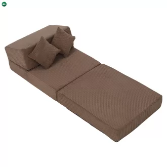 Összecsukható matrac/fotel, 2v1, világosbarna, PELOS