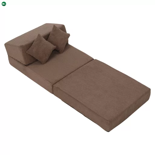 Összecsukható matrac/fotel, 2v1, világosbarna, PELOS