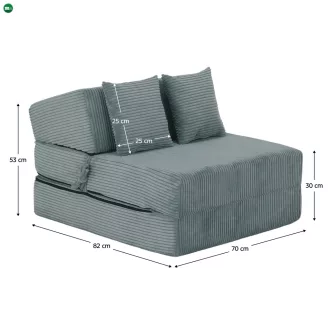 Összecsukható matrac/fotel, 2v1, mentol, PELOS