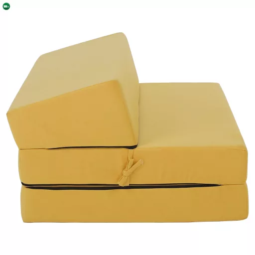 Összecsukható matrac/fotel, 2v1, sárga, VEDIS