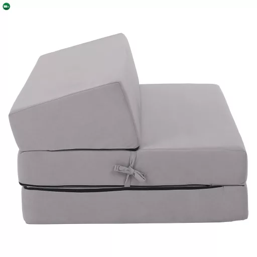 Összecsukható matrac/fotel, 2v1, világosszürke, VEDIS