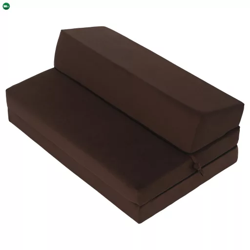 Összecsukható matrac/fotel, 2v1, barna, VEDIS