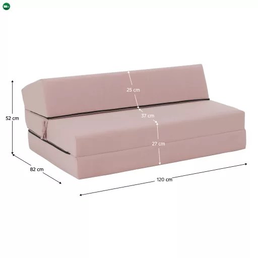 Összecsukható matrac/fotel, 2v1, rózsaszín, VEDIS