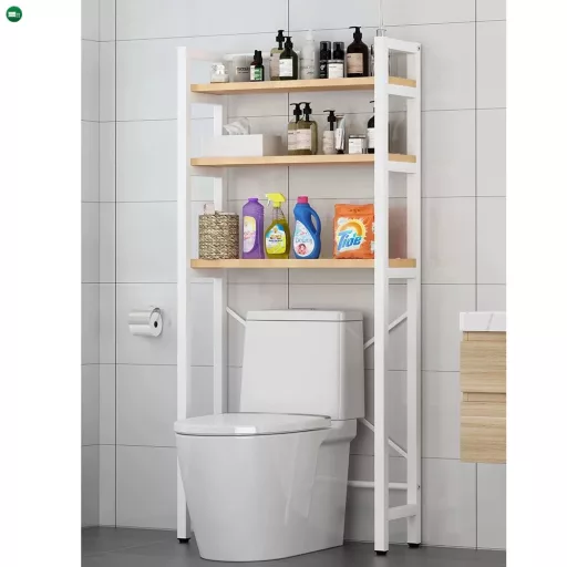 Polcállvány WC fölé, tölgy natural/fehér, BALRAM