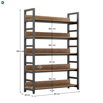 Polcállvány, sötét tölgy/fekete, JANEL TYP 1