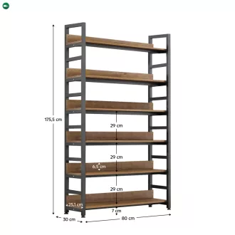 Polcállvány, sötét tölgy/fekete, JANEL TYP 2