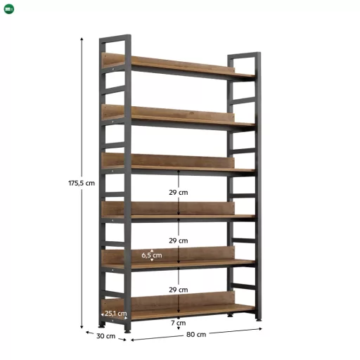Polcállvány, sötét tölgy/fekete, JANEL TYP 2