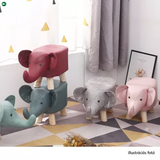 Elefánt alakú zsámoly, szürke/természetes, BALBO