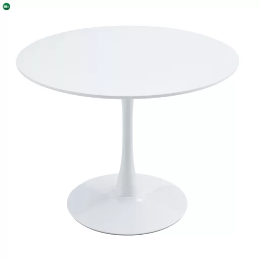 Étkezőasztal, kerek, fehér, matt, átmérő 110 cm, REVENTON NEW