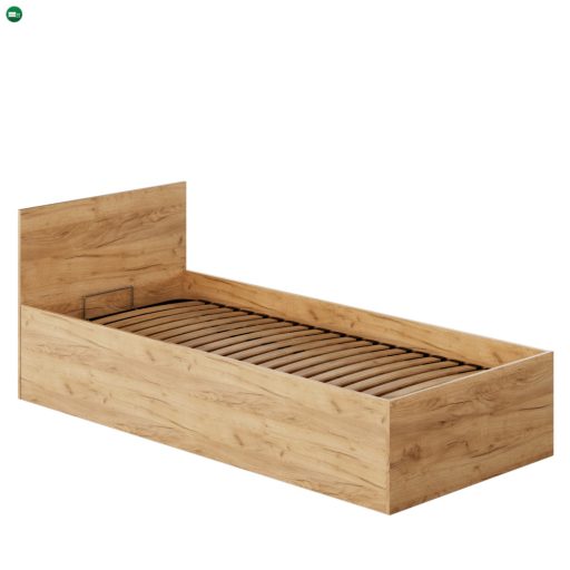 Ágy fém ráccsal és tárolóhellyel, 90x200, tölgy craft arany, DOLI