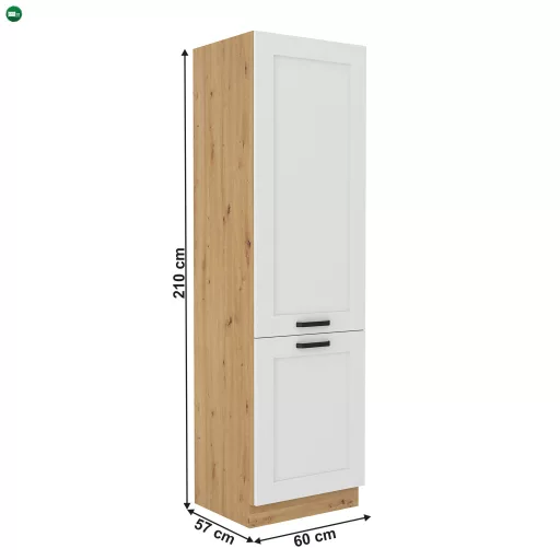 Szekrény beépített hűtőhöz, artisan tölgy/fehér, LULA 60 LO-210 2F