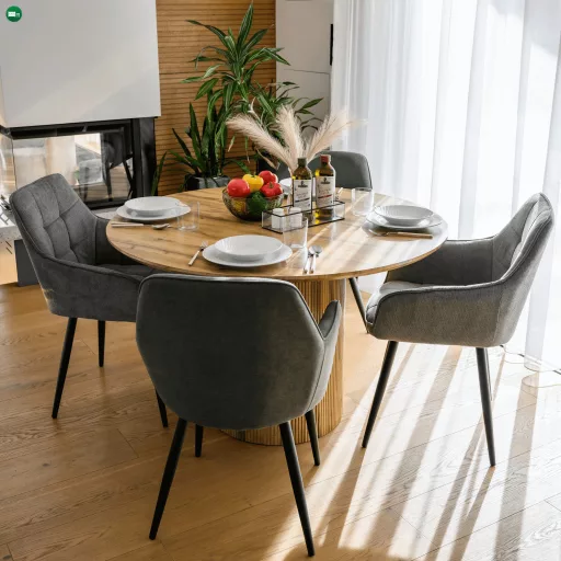 Étkezőasztal, tölgy, átmérő 120 cm, MAHIR TYP 2