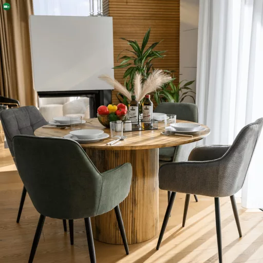 Étkezőasztal, tölgy, átmérő 120 cm, MAHIR TYP 2