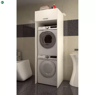 Szekrény mosógép és szárítógép fölé, fehér, JERGI
