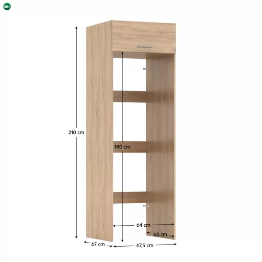 Szekrény mosógép és szárítógép fölé, artisan tölgy, JERGI