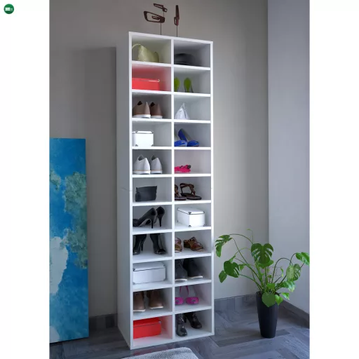 Magas polcállvány/cipőtartó, fehér, IGNO