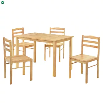 Étkezőgarnitúra 1+4, tömör fa, természetes, LOAK