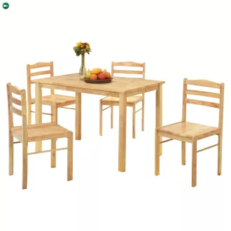 Étkezőgarnitúra 1+4, tömör fa, természetes, LOAK