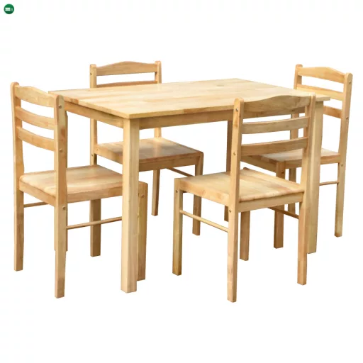 Étkezőgarnitúra 1+4, tömör fa, természetes, LOAK