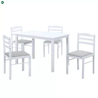 Étkezőgarnitúra 1+4, fehér/bézsesszürke, SOMIN