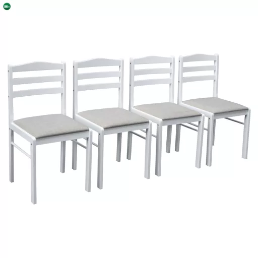 Étkezőgarnitúra 1+4, fehér/bézsesszürke, SOMIN