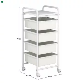 Mozgatható polcállvány, fehér, SUFIK