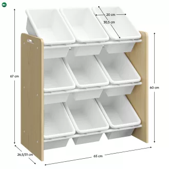 Rendszerező/játéktároló polc, természetes/fehér, BOIS