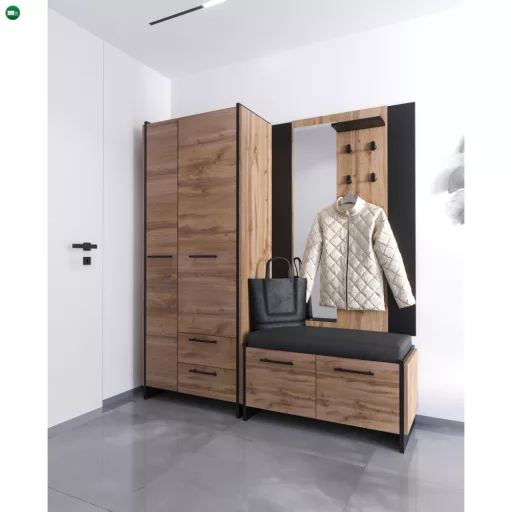 Cipősszekrény, wotan tölgy/fekete, AMONI 2D