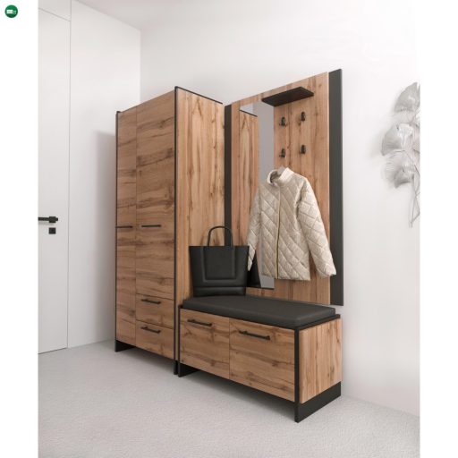 Fogas panel tükörrel, wotan tölgy/fekete, AMONI