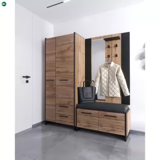 Fogas panel tükörrel, wotan tölgy/fekete, AMONI