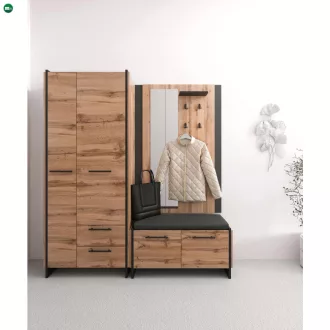Fogas panel tükörrel, wotan tölgy/fekete, AMONI