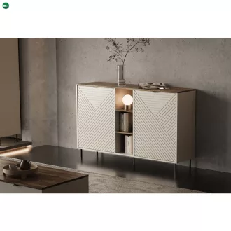 Komód polcokkal, kasmír/castello tölgy, EYCO 2D