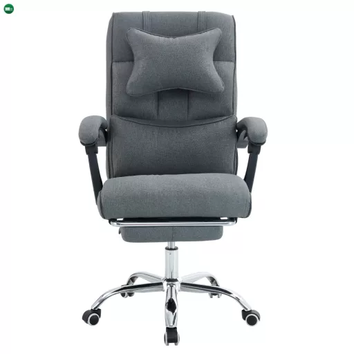 Irodai szék kihúzható lábtartóval, szürke/króm, WALDOR NEW