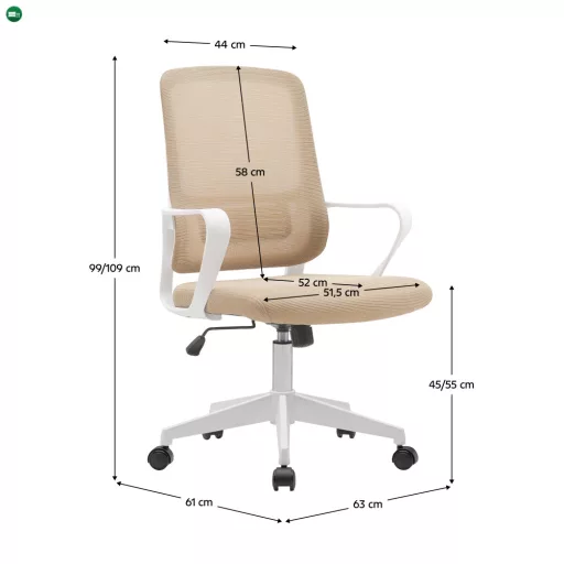 Irodai szék, bézs/fehér, SALOMO TYP 1