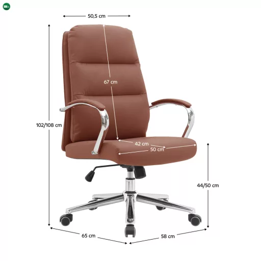 Irodai szék, barna camel/króm, ADMON