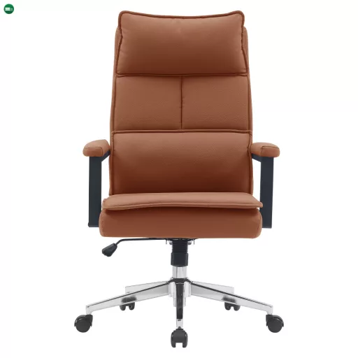 Irodai szék, barna camel ekobőr/króm, KAHIL