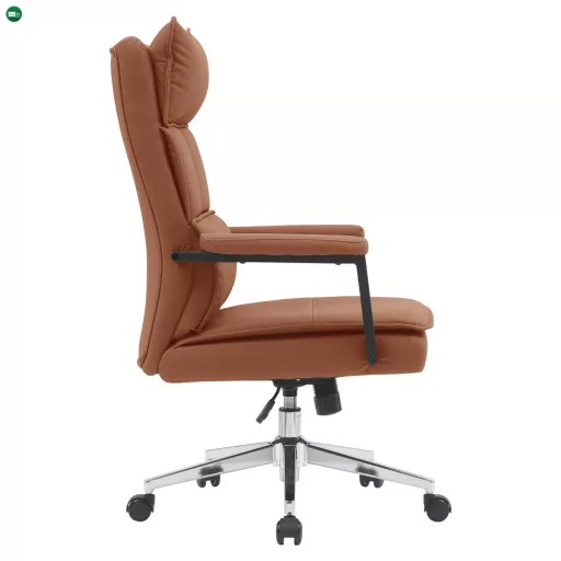 Irodai szék, barna camel ekobőr/króm, KAHIL